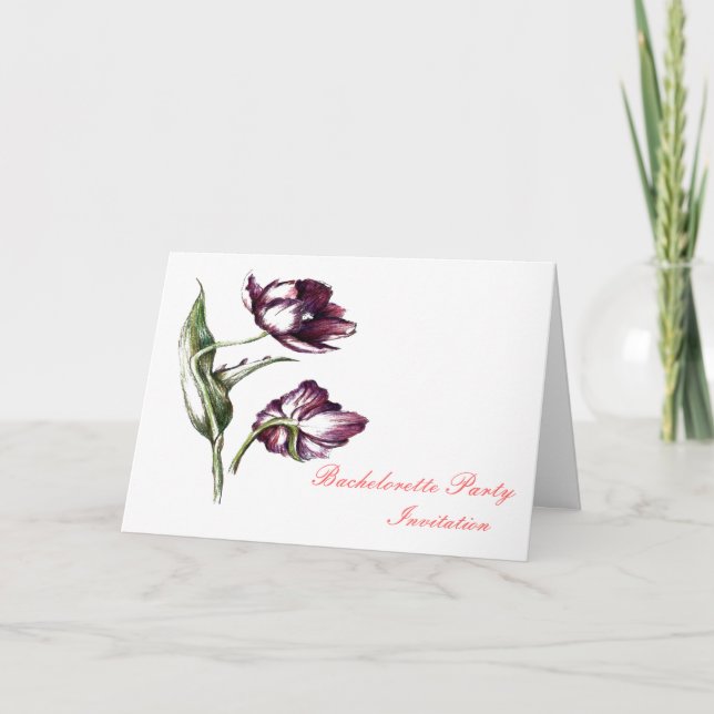Purpe tulip botanical Bachelorete nvitation Invitation (Front)