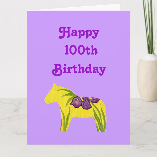 Purple 100th Big Birthday Card from all of us (Front)