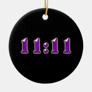 Purple 11:11 Numbers Ceramic Tree Decoration
