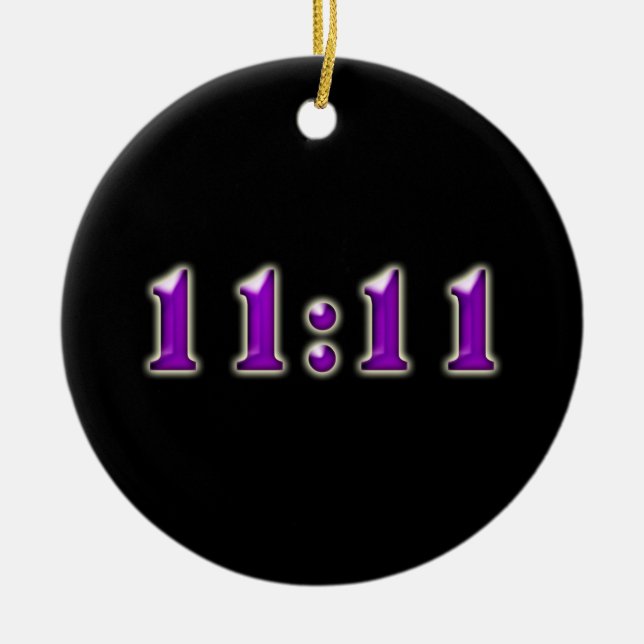 Purple 11:11 Numbers Ceramic Tree Decoration (Front)