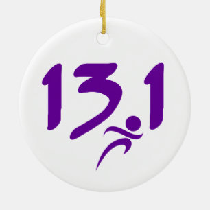 Purple 13.1 half-marathon ceramic tree decoration