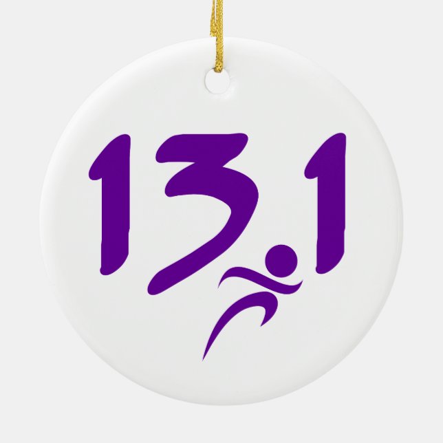 Purple 13.1 half-marathon ceramic tree decoration (Back)