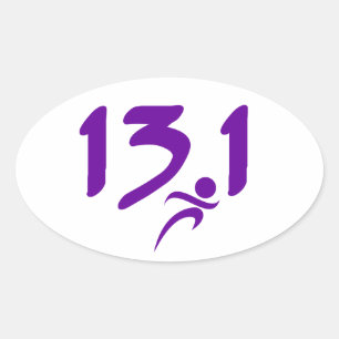 Purple 13.1 half-marathon oval sticker