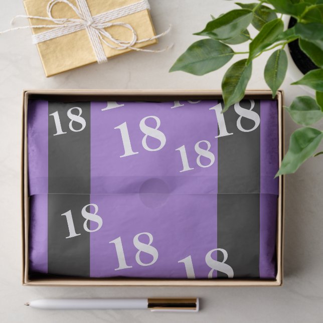 Purple 18th Birthday Number Pattern Tissue Paper (Gift)