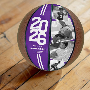 Purple 2025 Graduation Senior 4 Photo Basketball