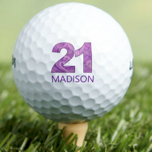 Purple 21st Birthday Golfer Gift 21 Years elegant Golf Balls