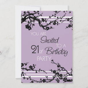 Purple 21st Birthday Party Invitation Card