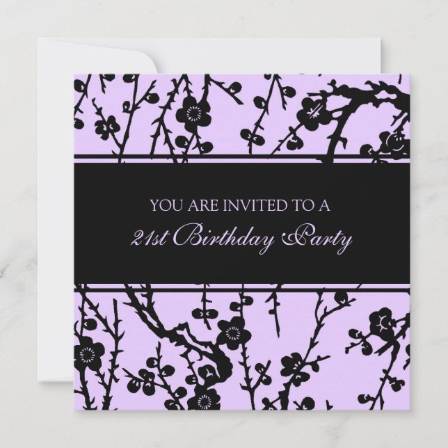 Purple 21st Birthday Party Invitations (Front)
