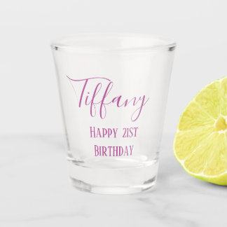 Purple 21st birthday shot glass