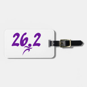 Purple 26.2 marathon luggage tag