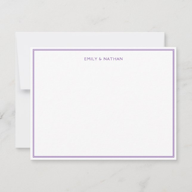 Purple 2 Border Couple Wedding Engagement Custom Card (Front)