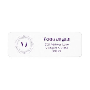 Purple 2-Letter Monogram Return Address Label