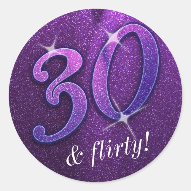 Purple 30 and Flirty Birthday Stickers (Front)