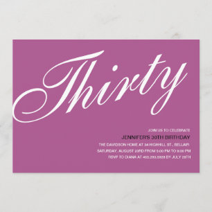 Purple 30th Birthday Invitations