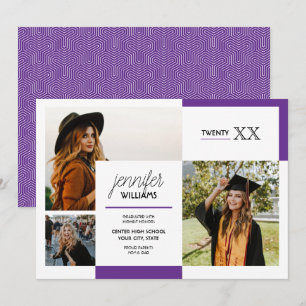 Purple 3 Photo Graduation Announcement