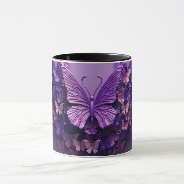 Purple 3D Butterfly Coffee Mug (Center)