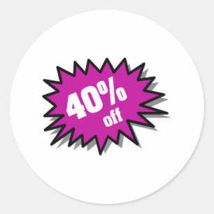 Purple 40 Percent Off Classic Round Sticker