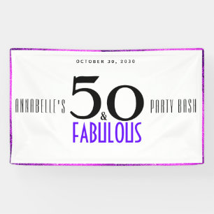 Purple 50 and Fabulous 50th Birthday Party Bash Banner