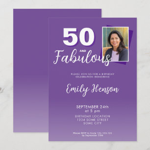Purple 50 and Fabulous 50th Birthday Party Invitation