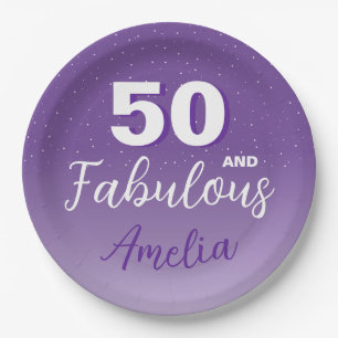 Purple 50 and Fabulous 50th Birthday Party Paper Plate