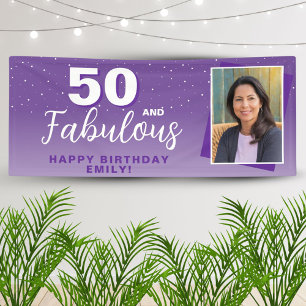 Purple 50 and Fabulous 50th Birthday Photo Banner