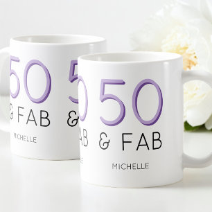 Purple 50 and fabulous Modern 50th Birthday Party Coffee Mug
