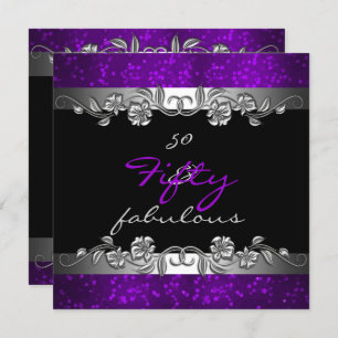 Purple 50 & Fabulous 50th Birthday Party Invitation