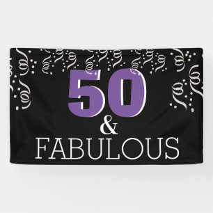 Purple 50 Fabulous   Happy 50th Birthday Banner