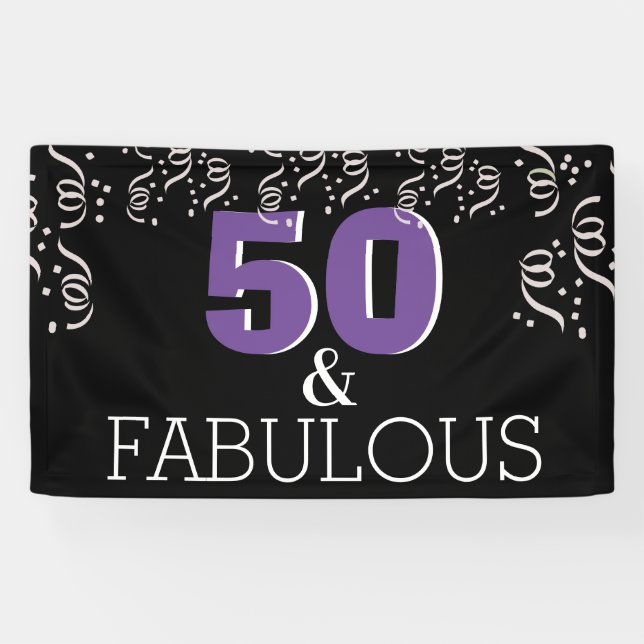 Purple 50 Fabulous | Happy 50th Birthday Banner (Horizontal)