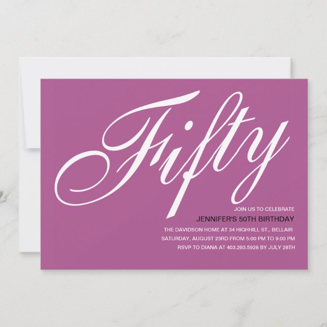 Purple 50th Birthday Invitations (Front)