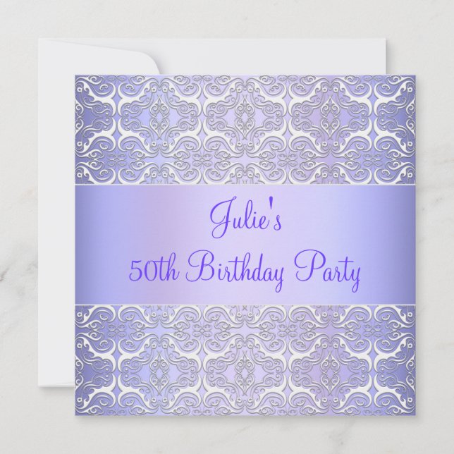 Purple 50th Birthday Party Invitation Purple 50th (Front)