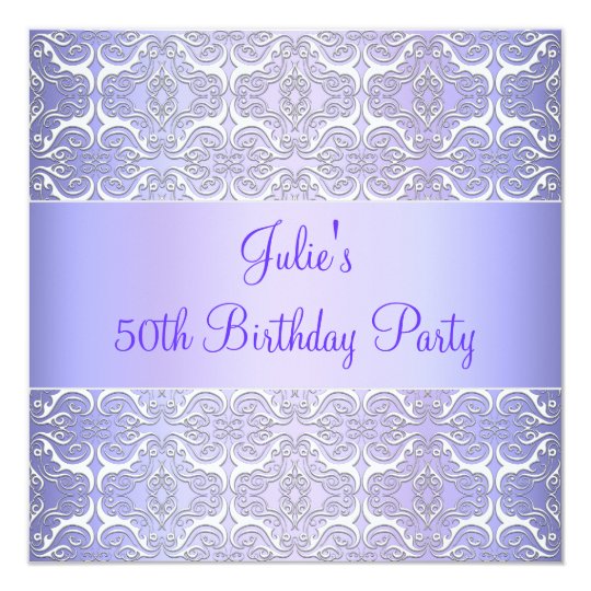 Purple 50th Birthday Party Invitation Purple 50th