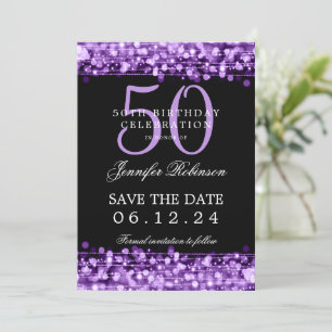 Purple 50th Birthday Party Save the Date  Invitation