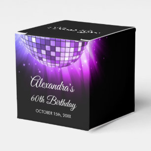 Purple 60th Birthday Party 70's Disco Ball Favour Box