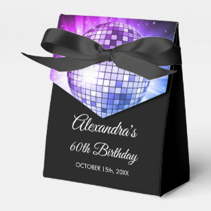 Purple 60th Birthday Party 70's Disco Ball Favour Box