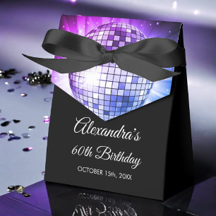 Purple 60th Birthday Party 70's Disco Ball Favour Box