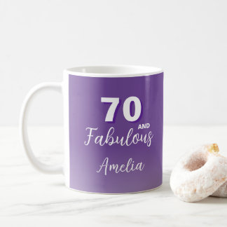 Purple 70 and Fabulous 70th Birthday Photo Coffee Mug