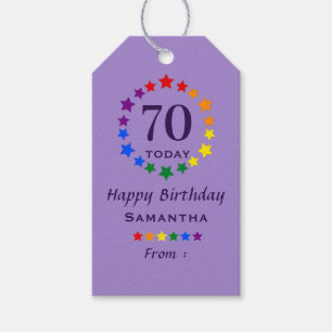 Purple 70 Today or Any Age Birthday LGBTQ Rainbow Gift Tags