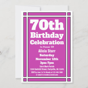Purple 70th Birthday Invitation