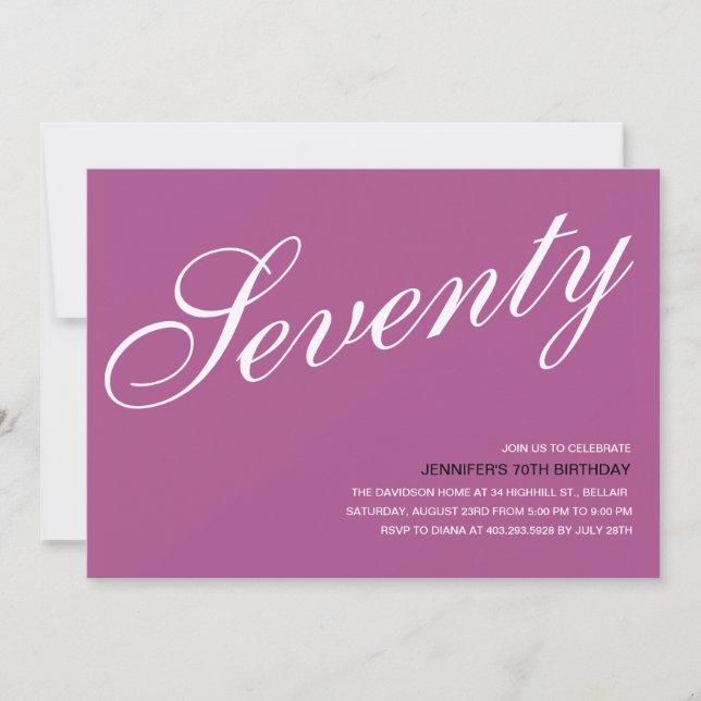 Purple 70th Birthday Invitations (Front)