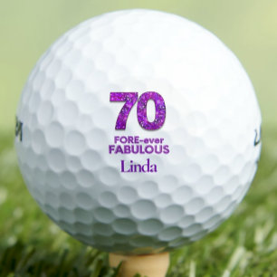 Purple 70th Birthday Neighbour Gift - Fabulous 70 Golf Balls