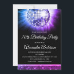 Purple 70th Birthday Party 70's Disco Ball Invitation<br><div class="desc">Step back in time to the disco era with our Purple 70th Birthday Party 70's Disco Ball Invitation. This vibrant and nostalgic invitation is the perfect way to set the mood for your milestone celebration. In a dazzling shade of purple, this invitation captures the energy and fun of the '70s....</div>