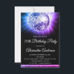 Purple 70th Birthday Party 70's Disco Ball Invitation<br><div class="desc">Step back in time to the disco era with our Purple 70th Birthday Party 70's Disco Ball Invitation. This vibrant and nostalgic invitation is the perfect way to set the mood for your milestone celebration. In a dazzling shade of purple, this invitation captures the energy and fun of the '70s....</div>