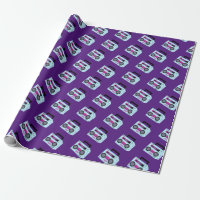 Purple 80s 90s Throw Back Music Wrapping Paper