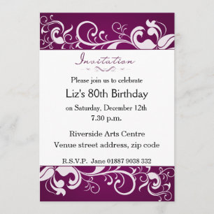 Purple 80th Birthday Invitation