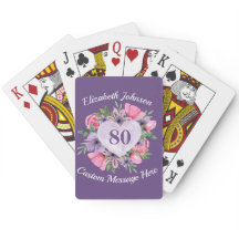 Purple 80th Birthday Personalised Playing Cards