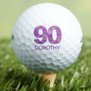 Purple 90th Birthday Golfer Gift 90 Years elegant Golf Balls