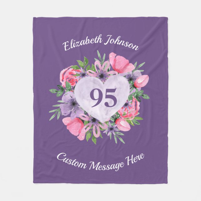 Purple 95th Birthday Blanket for Women (Front)