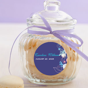 Purple a little pearl under the sea baby shower classic round sticker