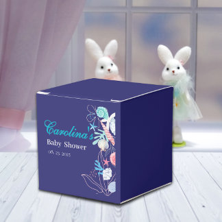 Purple a little pearl under the sea baby shower favour box